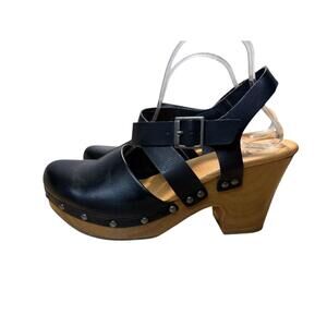 Korks Abloom Platform Studded Heel Clog Size 10 Black Mule Slingback Whimsygoth